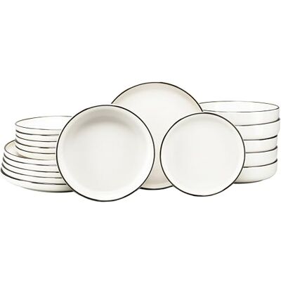 Creatable , 24792, serie Nordic Festive Creme, 18-delige serviesset voor 6 personen, bordenset van aardewerk, vaatwasser- en magnetronbestendig, kwaliteitsproductie Creatable , 24792, serie Nordic Festive Creme, 18-delige serviesset voor 6 personen, bordenset van aardewerk, vaatwasser- en magnetronbestendig, kwaliteitsproductie