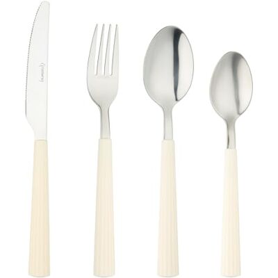 Grunwerg Bistro bestek, 24-delig, 18/0 roestvrij staal, gestreepte handgreep, wit Grunwerg Bistro bestek, 24-delig, 18/0 roestvrij staal, gestreepte handgreep, wit