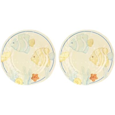 THUN , Set van 2 platte borden van melamine, lijn Mare da Amare, cadeau-idee voor de keuken, Ø 27 cm THUN , Set van 2 platte borden van melamine, lijn Mare da Amare, cadeau-idee voor de keuken, Ø 27 cm
