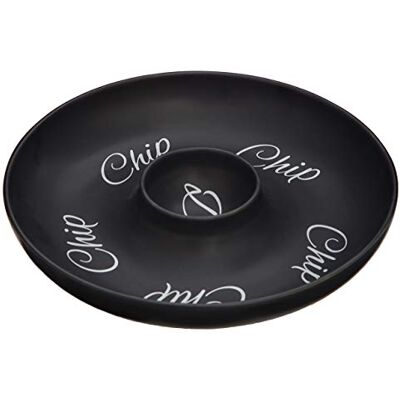 Premier Housewares Chip en Dip Serveerschaal of Serveerschaal Chiplade Steengoed Snack Tray Nacho Trays Zwarte Serveerschalen 6H x 31W x 31D cm Premier Housewares Chip en Dip Serveerschaal of Serveerschaal Chiplade Steengoed Snack Tray Nacho Trays Zwarte Serveerschalen 6H x 31W x 31D cm