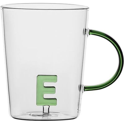 LA PORCELLANA BIANCA Mok letter 'E', van borosilicaatglas, inhoud 400 ml, collectie Allalettera LA PORCELLANA BIANCA Mok letter 'E', van borosilicaatglas, inhoud 400 ml, collectie Allalettera