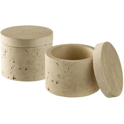 APS 15918 Doos MINERA 2-delige set beton, Ø 6 cm, H: 5 cm, travertin-look, uniek APS 15918 Doos MINERA 2-delige set beton, Ø 6 cm, H: 5 cm, travertin-look, uniek