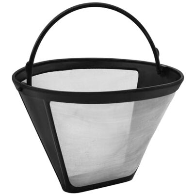FACKELMANN Silberton permanent koffiefilter nr. 4, permanent filter van roestvrij staal gaas voor koffie & als theezeef bruikbaar (kleur: zilver/zwart), hoeveelheid: 1 stuk FACKELMANN Silberton permanent koffiefilter nr. 4, permanent filter van roestvrij staal gaas voor koffie & als theezeef bruikbaar (kleur: zilver/zwart), hoeveelheid: 1 stuk