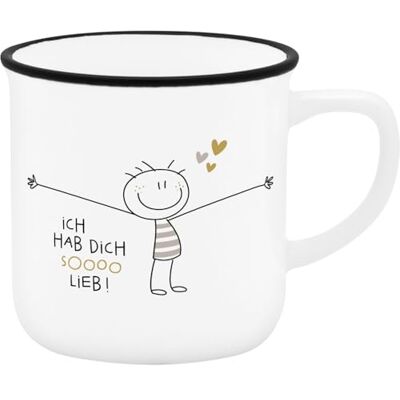 Sheepworld H:PPY life 74754 Espressokopje, motief Hab dich so lieb, mini-mok van porselein, 10 cl, zakjes met geschenkbanderol, cadeau vrienden, verjaardag Sheepworld H:PPY life 74754 Espressokopje, motief Hab dich so lieb, mini-mok van porselein, 10 cl, zakjes met geschenkbanderol, cadeau vrienden, verjaardag