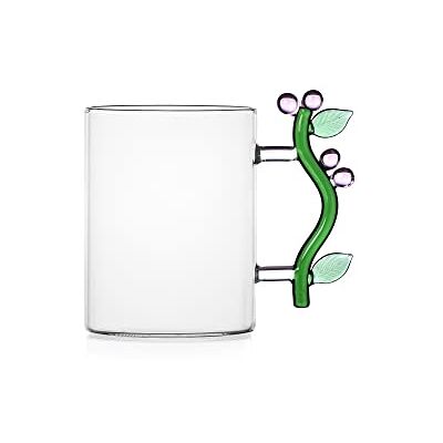 Ichendorf Milano Mok, roze bloem, collectie Botanica, 45 cl, borosilicaatglas, handgemaakt Ichendorf Milano Mok, roze bloem, collectie Botanica, 45 cl, borosilicaatglas, handgemaakt