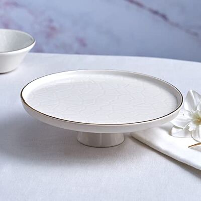 KARACA Calvin Serveerbord met voet, 23 cm, keramiek, perfect voor het serveren en als decoratie, dessertborden, serveerbord, elegant en uniek design, dagelijks en bijzondere serveerschaal KARACA Calvin Serveerbord met voet, 23 cm, keramiek, perfect voor het serveren en als decoratie, dessertborden, serveerbord, elegant en uniek design, dagelijks en bijzondere serveerschaal