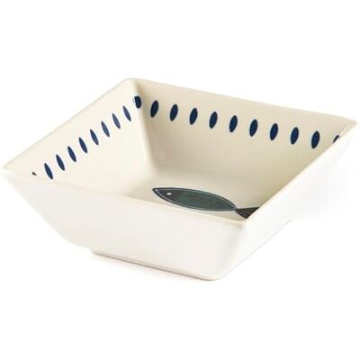 Excelsa Ocean, set van 6 kommen van keramiek, 13 x 13 cm, decoratie vissen blauw Excelsa Ocean, set van 6 kommen van keramiek, 13 x 13 cm, decoratie vissen blauw