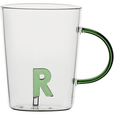 LA PORCELLANA BIANCA Mok letter 'R' van borosilicaatglas, inhoud 400 cc, collectie Allalettera LA PORCELLANA BIANCA Mok letter 'R' van borosilicaatglas, inhoud 400 cc, collectie Allalettera
