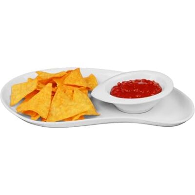 Holst Porzellan MP 159 Set naoplaten/achterplaat 31 x 20 cm met dipschaal DB 1013, porselein Holst Porzellan MP 159 Set naoplaten/achterplaat 31 x 20 cm met dipschaal DB 1013, porselein