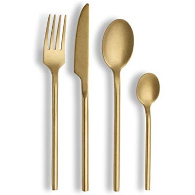 ECHTWERK Tafelbestek Malou, stonewashed champagne, 16-delig, bestek voor tot 4 personen, hoogwaardig chroomnikkellstaal, roestvrij staal ECHTWERK Tafelbestek Malou, stonewashed champagne, 16-delig, bestek voor tot 4 personen, hoogwaardig chroomnikkellstaal, roestvrij staal