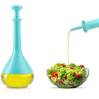 Avilia Fles voor olie en azijn, turquoise, van glas en robuuste kunststof, 275 ml, ideaal om je keuken schoon te houden, dankzij de druppelsluiting – 3 afneembare onderdelen, gemakkelijk te reinigen Avilia Fles voor olie en azijn, turquoise, van glas en robuuste kunststof, 275 ml, ideaal om je keuken schoon te houden, dankzij de druppelsluiting – 3 afneembare onderdelen, gemakkelijk te reinigen