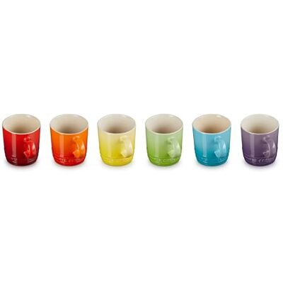 Le Creuset 79114108359030 Set van 6 Londen 100 ml espressomokken RAINBOW-4C doos, aardewerk, 100 milliliter Le Creuset 79114108359030 Set van 6 Londen 100 ml espressomokken RAINBOW-4C doos, aardewerk, 100 milliliter