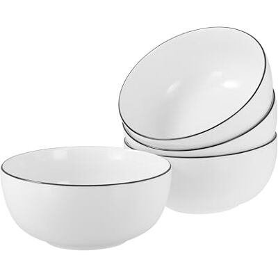 Creatable , 22557, serie Allround Black Line, 4-delige serviesset, Boeddha Bowl-set van porselein, vaatwasser- en magnetronbestendig Creatable , 22557, serie Allround Black Line, 4-delige serviesset, Boeddha Bowl-set van porselein, vaatwasser- en magnetronbestendig