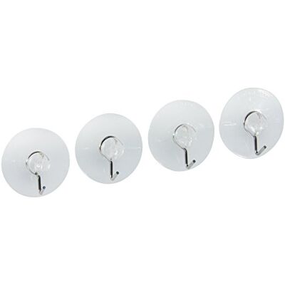 FACKELMANN Zuignap 4,5 cm 4 stuks van kunststof/roestvrij staal, transparant/zilver, 4,5 x 2,5 cm FACKELMANN Zuignap 4,5 cm 4 stuks van kunststof/roestvrij staal, transparant/zilver, 4,5 x 2,5 cm