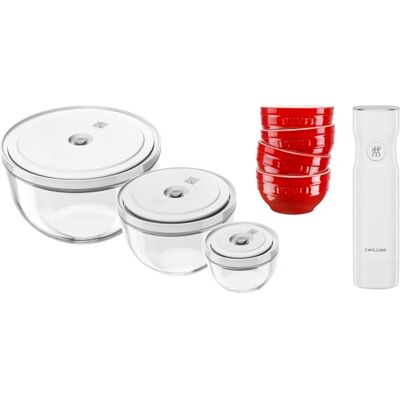 ZWILLING Fresh & Save Bowls Vacuümstarterset, 11-delig, glas/keramiek, S-12 cm, M-18 cm, L-24 cm, pomp ZWILLING Fresh & Save Bowls Vacuümstarterset, 11-delig, glas/keramiek, S-12 cm, M-18 cm, L-24 cm, pomp