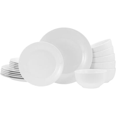 Creatable , Serie Base wit, 18-delige bordenset van porselein Creatable , Serie Base wit, 18-delige bordenset van porselein