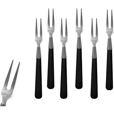 PARENCE . Set van 6 snackvorken – mini-vorken van staal en zwart plastic – deksels, snacks, kaas, charcuterie eetstokjes – 10 cm – 6 stuks PARENCE . Set van 6 snackvorken – mini-vorken van staal en zwart plastic – deksels, snacks, kaas, charcuterie eetstokjes – 10 cm – 6 stuks