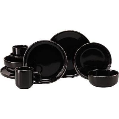 Creatable , 24782 Nordic Festive Serviesset, zwart, 10-delige serviesset voor 2 personen, combiservies van aardewerk, vaatwasser- en magnetronbestendig, kwaliteitsproductie Creatable , 24782 Nordic Festive Serviesset, zwart, 10-delige serviesset voor 2 personen, combiservies van aardewerk, vaatwasser- en magnetronbestendig, kwaliteitsproductie
