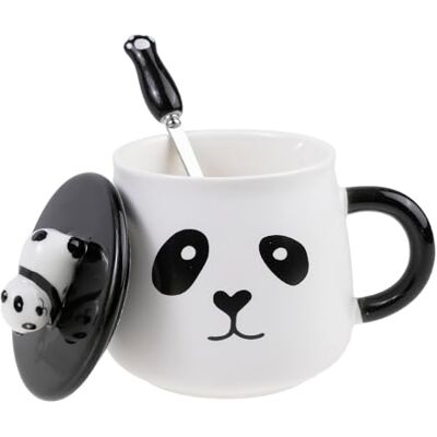 lachineuse PANDA COLLECTION mok – FUNNY Panda – met deksel en lepel – inhoud: lachineuse PANDA COLLECTION mok – FUNNY Panda – met deksel en lepel – inhoud: