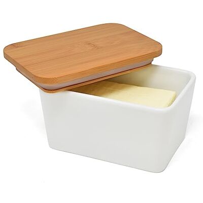 joeji's Kitchen Porselein 500 ml Boterschotel met deksel Perfect om boter, kaas en voedselopslag op te bergen joeji's Kitchen Porselein 500 ml Boterschotel met deksel Perfect om boter, kaas en voedselopslag op te bergen