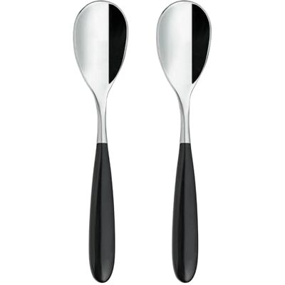 Grunwerg Rockingham Forge 2CS650BK Luxe bestekset: set van 2 koffielepels van roestvrij staal witte handgrepen van PBT kunststof, 18/10, zwart Grunwerg Rockingham Forge 2CS650BK Luxe bestekset: set van 2 koffielepels van roestvrij staal witte handgrepen van PBT kunststof, 18/10, zwart