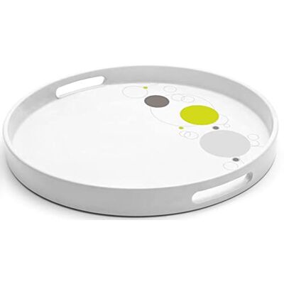 BRUNNER 0830080N.C7B Rond dienblad van onbreekbaar melamine, collectie Space, diameter 30 cm, antislip, BPA-vrij, kleur wit/grijs/groen BRUNNER 0830080N.C7B Rond dienblad van onbreekbaar melamine, collectie Space, diameter 30 cm, antislip, BPA-vrij, kleur wit/grijs/groen