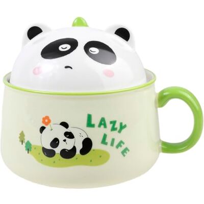 lachineuse Panda Aziatische ramenkom porselein Panda motief 1020 ml Met deksel en bestek Ontbijtkom, Soep, Rijst, Instant Noedels Cadeau-idee Azië Japan China Groen lachineuse Panda Aziatische ramenkom porselein Panda motief 1020 ml Met deksel en bestek Ontbijtkom, Soep, Rijst, Instant Noedels Cadeau-idee Azië Japan China Groen