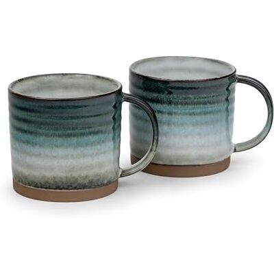 Bredemeijer Theekopjes, 2-delige set, modern gestreepte koffiekopjes van keramiek, aardewerk, elk 350 ml inhoud Bredemeijer Theekopjes, 2-delige set, modern gestreepte koffiekopjes van keramiek, aardewerk, elk 350 ml inhoud