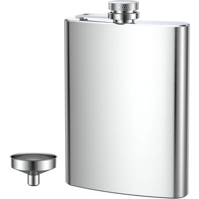 Kolamom heupfles en trechter, heupfles set van roestvrij staal, van 304 roestvrij staal, voor whiskey, rum, wodka, geschikt voor wandelen en feestjes (8 oz. 220 ml) Kolamom heupfles en trechter, heupfles set van roestvrij staal, van 304 roestvrij staal, voor whiskey, rum, wodka, geschikt voor wandelen en feestjes (8 oz. 220 ml)