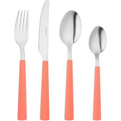 Grunwerg Bistro Bestek, 24-delige set, 18/0 roestvrij staal, gestreept handvat, koraal Grunwerg Bistro Bestek, 24-delige set, 18/0 roestvrij staal, gestreept handvat, koraal