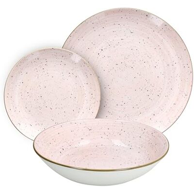 Tognana Pepper Bamboo tafelservies 18-delig voor 6 personen, porselein, roze Tognana Pepper Bamboo tafelservies 18-delig voor 6 personen, porselein, roze