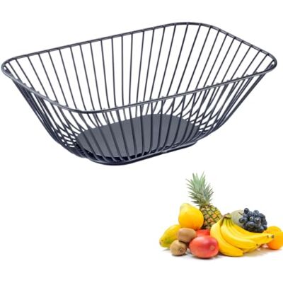 Westmark Angulo Draadmand, Klein, Stijlvolle Fruitschaal & Broodjesmand, Decoratieve Metalen Mand Voor Fruit, Groenten, Brood En Broodjes, Zwart, 25 X 15 X 8 Cm Westmark Angulo Draadmand, Klein, Stijlvolle Fruitschaal & Broodjesmand, Decoratieve Metalen Mand Voor Fruit, Groenten, Brood En Broodjes, Zwart, 25 X 15 X 8 Cm