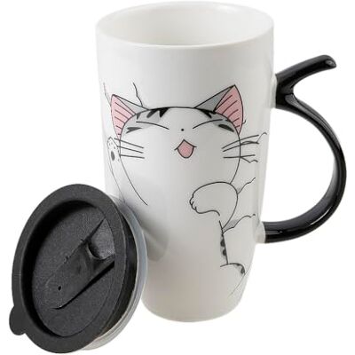 lachineuse Gigantische kattenmok Kawaii Funny Cat 600 ml Grote XXL witte porseleinen mok Japanse thee- en koffiemok met geïsoleerd deksel grappige kat mok cadeau-idee Japan Azië - lachineuse Gigantische kattenmok Kawaii Funny Cat 600 ml Grote XXL witte porseleinen mok Japanse thee- en koffiemok met geïsoleerd deksel grappige kat mok cadeau-idee Japan Azië -