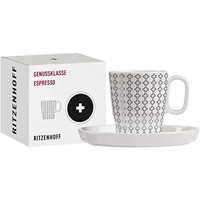 RITZENHOFF 3721003 Espressokopje 95 ml serie Genussklasse nr. 3 set met schoteltje, van porselein designerstuk RITZENHOFF 3721003 Espressokopje 95 ml serie Genussklasse nr. 3 set met schoteltje, van porselein designerstuk