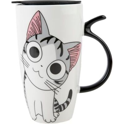 lachineuse Reuzenmok Kawaii Cute Cat 600 ml Grote XXL witte porseleinen mok Japanse thee- en koffiemok Met geïsoleerd deksel Schattige kat Cadeau-idee Japan Azië mok Reuzenmok lachineuse Reuzenmok Kawaii Cute Cat 600 ml Grote XXL witte porseleinen mok Japanse thee- en koffiemok Met geïsoleerd deksel Schattige kat Cadeau-idee Japan Azië mok Reuzenmok