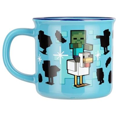 Paladone Minecraft Chicken Jockey warmteverandering mok, 350 ml keramiek, warmte-reactief ontwerp onthult iconische scène, officieel gelicentieerd Paladone Minecraft Chicken Jockey warmteverandering mok, 350 ml keramiek, warmte-reactief ontwerp onthult iconische scène, officieel gelicentieerd
