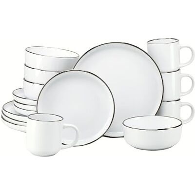 Creatable , 24796, serie Nordic Festive wit, 16-delige serviesset voor 4 personen, combiservies van aardewerk, vaatwasser- en magnetronbestendig, kwaliteitsproductie Creatable , 24796, serie Nordic Festive wit, 16-delige serviesset voor 4 personen, combiservies van aardewerk, vaatwasser- en magnetronbestendig, kwaliteitsproductie