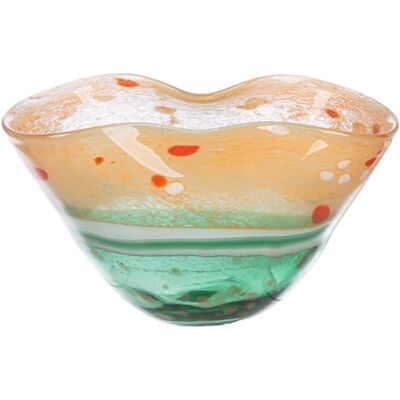 GLAS art schaal watermeloen glas groen, oranje gespikkeld ontwerp geschikt voor levensmiddelen breedte 28cm GLAS art schaal watermeloen glas groen, oranje gespikkeld ontwerp geschikt voor levensmiddelen breedte 28cm