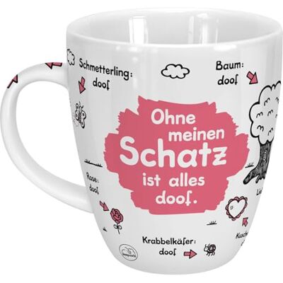 Sheepworld mok met Duitse spreuk "Ohne meinen Schatz ist alles doof" porselein, 45 cl voor koffie en thee, met spreuk, verjaardagscadeau 42622 Sheepworld mok met Duitse spreuk "Ohne meinen Schatz ist alles doof" porselein, 45 cl voor koffie en thee, met spreuk, verjaardagscadeau 42622