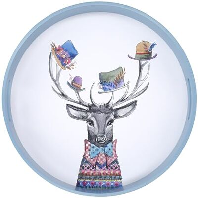 Mikasa x Tipperleyhill Rond Dienblad, Presentatie Dienblad voor Eten en Drinken, Stijlvol Serveergerei met Stag Print, 40cm, Uniek Geschenk Mikasa x Tipperleyhill Rond Dienblad, Presentatie Dienblad voor Eten en Drinken, Stijlvol Serveergerei met Stag Print, 40cm, Uniek Geschenk