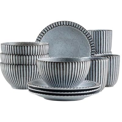MÄSER Serie Ida, bordenset 8-delig vintage servies voor 4 personen, aardewerk (blauw, ontbijts) MÄSER Serie Ida, bordenset 8-delig vintage servies voor 4 personen, aardewerk (blauw, ontbijts)