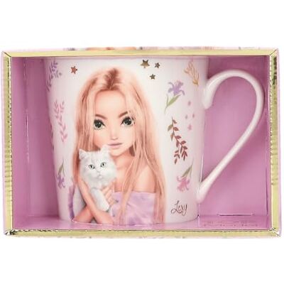 Depesche 14064 TOPModel Blooming Kitty mok in wit, met model en kat motief, opschrift en goud, porseleinen drinkbeker, inhoud ca. 300 ml Depesche 14064 TOPModel Blooming Kitty mok in wit, met model en kat motief, opschrift en goud, porseleinen drinkbeker, inhoud ca. 300 ml