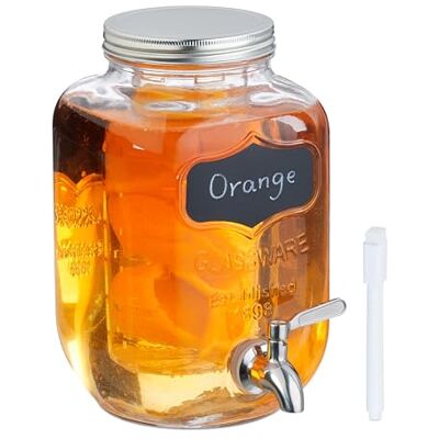 RELAXDAYS Dispenser 4L - Glas, RVS, Retro stijl RELAXDAYS Dispenser 4L - Glas, RVS, Retro stijl