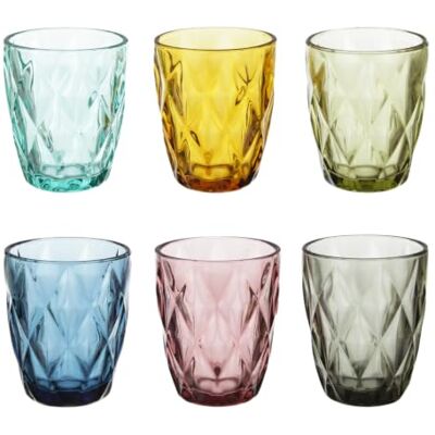 KASANOVA Set van 6 gekleurde waterglazen Gemma glas KASANOVA Set van 6 gekleurde waterglazen Gemma glas