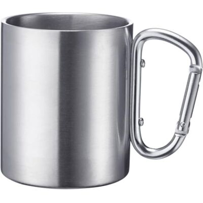 Westmark Roestvrijstalen Mok met Karabijnhaak – praktische mok voor op de camping, ideaal voor warme en koude dranken, karabijnhaak voor bevestiging – 300ml, roestvrij staal, aluminium Westmark Roestvrijstalen Mok met Karabijnhaak – praktische mok voor op de camping, ideaal voor warme en koude dranken, karabijnhaak voor bevestiging – 300ml, roestvrij staal, aluminium