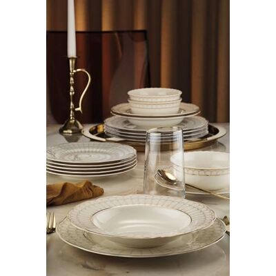 Hermia Concept Elegante 24-delige dinerset, 100% porselein, inclusief 6 serviesborden (27 cm), diepe borden (21 cm), dessertborden (21 cm) en kommen (15 cm), perfect voor stijlvolle dingen Hermia Concept Elegante 24-delige dinerset, 100% porselein, inclusief 6 serviesborden (27 cm), diepe borden (21 cm), dessertborden (21 cm) en kommen (15 cm), perfect voor stijlvolle dingen