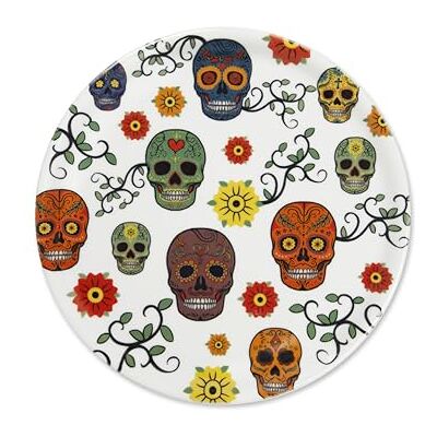 Excelsa Calavera Pizzabord van porselein, motief: Mexicaanse doodskoppen, 30,5 cm, 6 stuks Excelsa Calavera Pizzabord van porselein, motief: Mexicaanse doodskoppen, 30,5 cm, 6 stuks