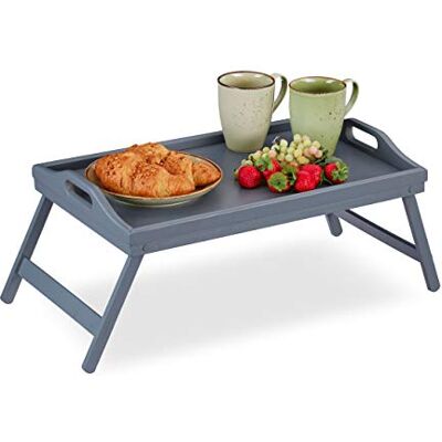 Relaxdays bamboe bedtafel, inklapbare pootjes, verhoogde rand, ontbijtplank voor in bed, HxBxD: 6,5 x 50 x 30 cm, grijs Relaxdays bamboe bedtafel, inklapbare pootjes, verhoogde rand, ontbijtplank voor in bed, HxBxD: 6,5 x 50 x 30 cm, grijs