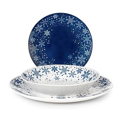 HOME Royal Norfolk Dream 18-delig porseleinen servies, blauw en wit HOME Royal Norfolk Dream 18-delig porseleinen servies, blauw en wit