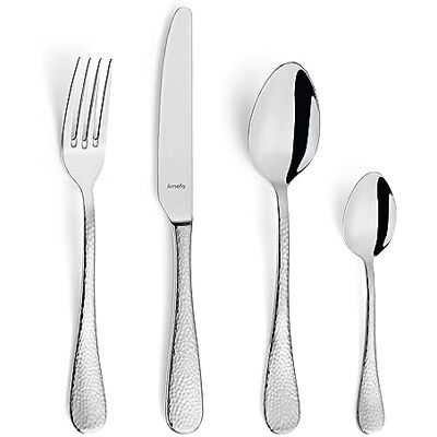 Amefa SIERRA Bestekset 6 personen 24-delig roestvrij staal 18/10 gesatineerd gehamerde handgrepen eetbestek vaatwasmachinebestendig bestekset 6 personen optisch en haptisch perfect Amefa SIERRA Bestekset 6 personen 24-delig roestvrij staal 18/10 gesatineerd gehamerde handgrepen eetbestek vaatwasmachinebestendig bestekset 6 personen optisch en haptisch perfect